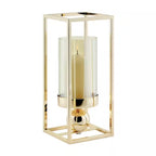 Gold-Tinted Glass Hurricane Candle Holder