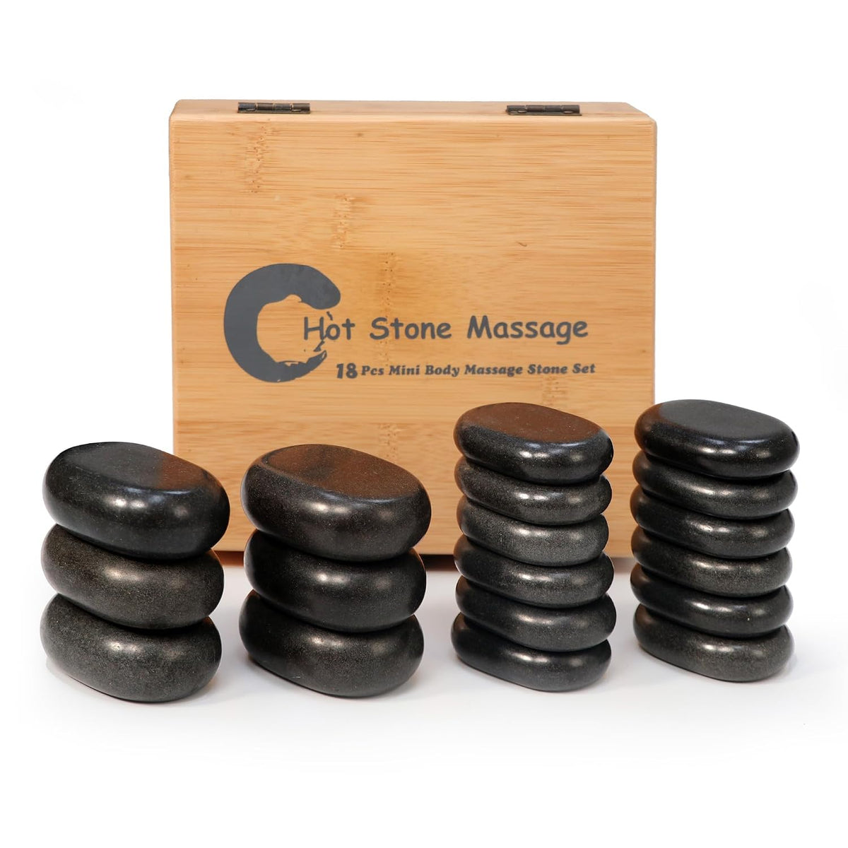 Basalt Hot Stone Set in Bamboo Case