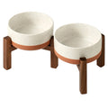 Raised Ceramic Pet Bowls, Acacia Wood