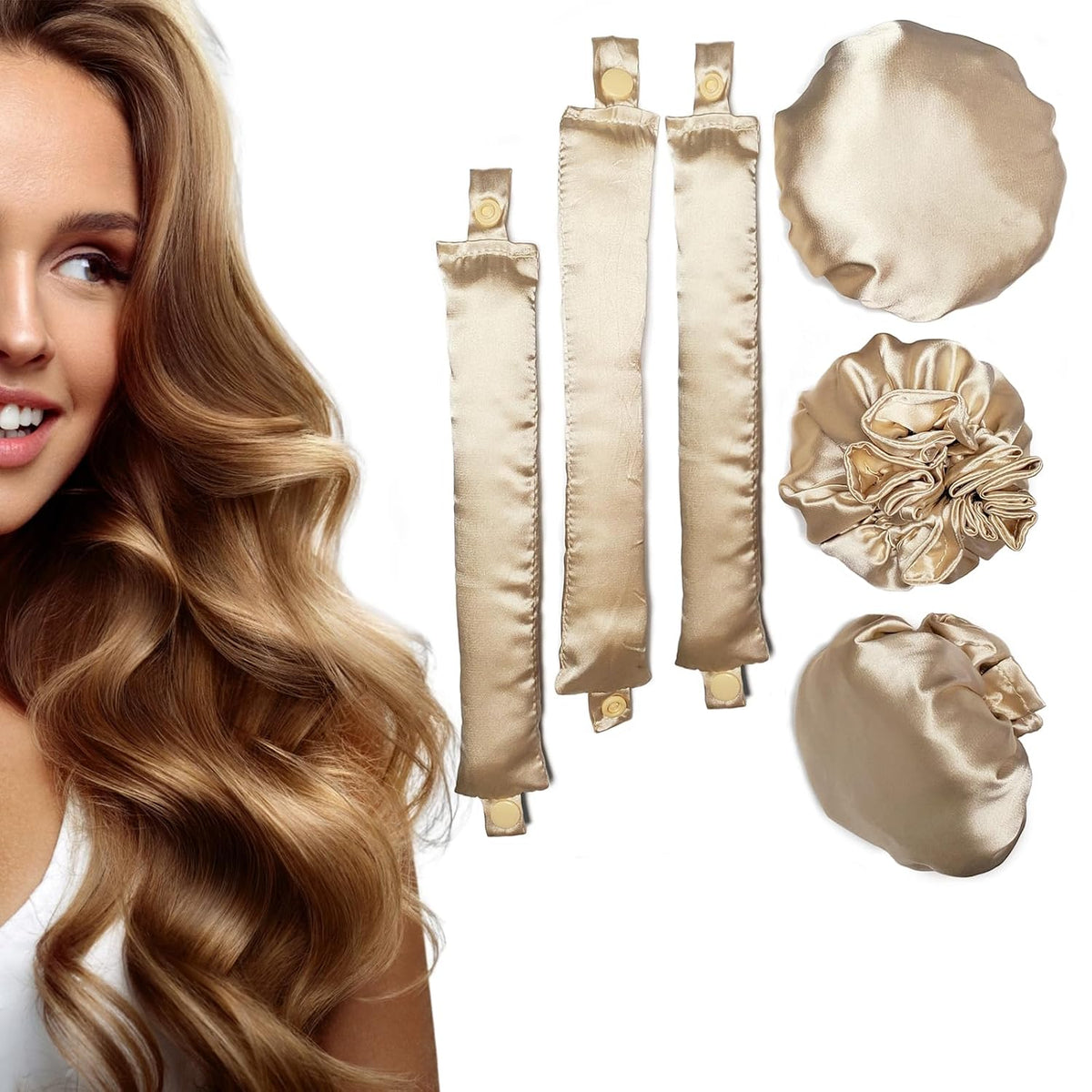 Satin Heatless Curling Set, Champagne