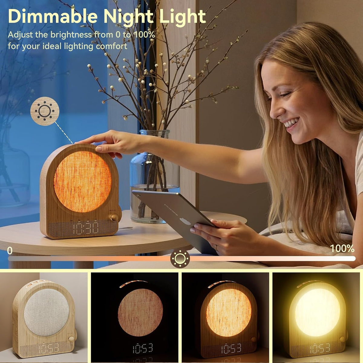 Wood Grain Sunrise Alarm Clock