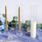 Clear Glass Hurricane Candlesticks, Set of Six