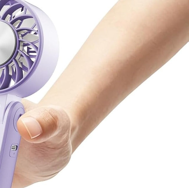 Lilac fan held in hand, showing scale